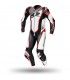 Combinaison moto en cuir Kanguro Spyke Aragon race blanc rouge