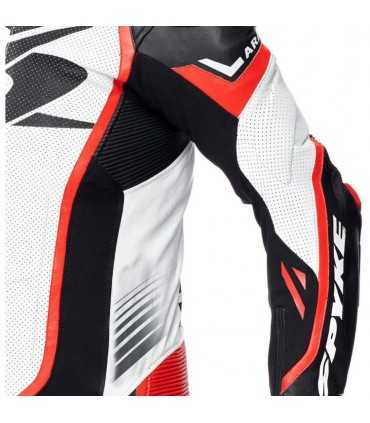 Combinaison moto en cuir Kanguro Spyke Aragon race blanc rouge