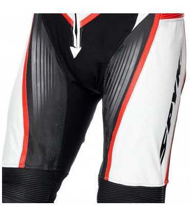 Combinaison moto en cuir Kanguro Spyke Aragon race blanc rouge