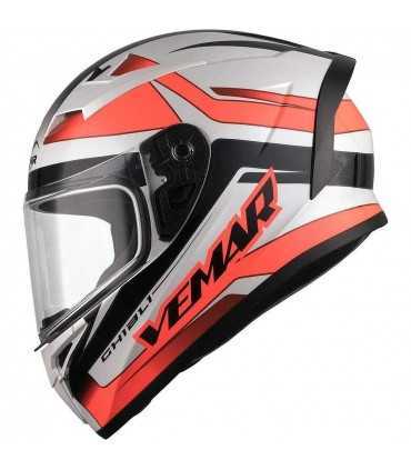 Casco Vemar VH Ghibli bianco rosso fluo