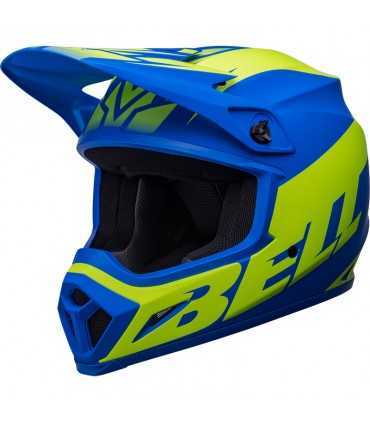 Casco Cross Bell Mx-9 Mips Disrupt Classic blu giallo opaco