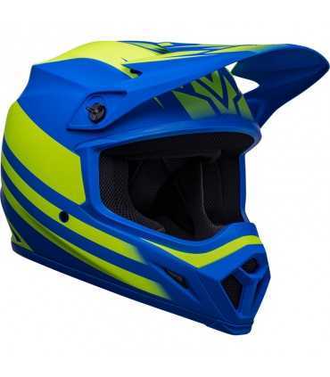 Casco Cross Bell Mx-9 Mips Disrupt Classic blu giallo opaco