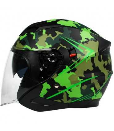 Casque Moto Jet BHR 809 Double Camouflage vert