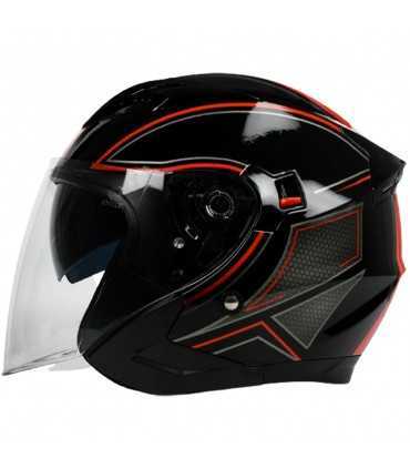 Casque Moto Jet BHR 809 Double noir rouge