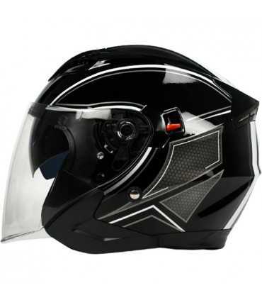 Casque Moto Jet BHR 809 Double noir blanc