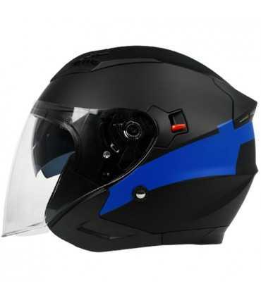 Casque Moto Jet BHR 809 Double Cool noir bleu