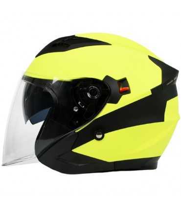 Casque Moto Jet BHR 809 Double Cool jaune noir