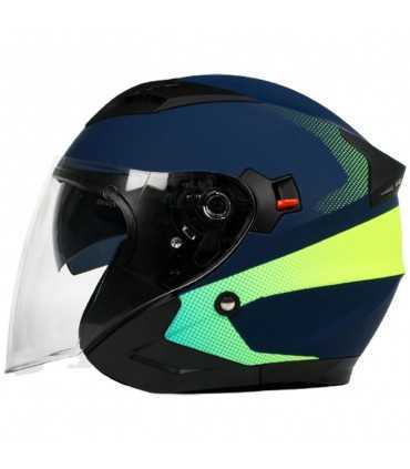 Motorrad helme Jet BHR 809 Double blau gelb matt