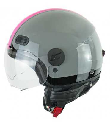 Casco jet Cgm Globo Sport grigio rosa visiera corta