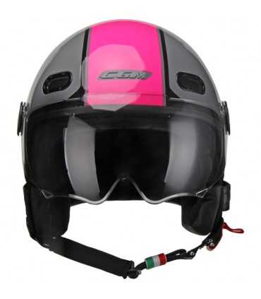 Casco jet Cgm Globo Sport grigio rosa visiera corta