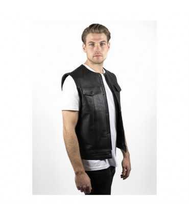 JOHN DOE MC OUTLAW LEATHER VEST BLACK