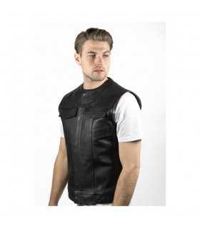 JOHN DOE MC OUTLAW LEATHER VEST BLACK