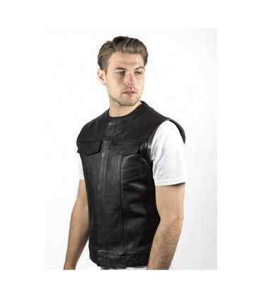 JOHN DOE MC OUTLAW LEATHER VEST BLACK