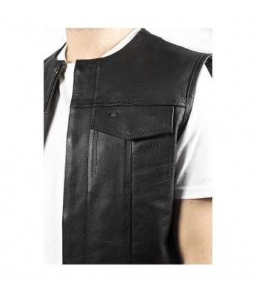 JOHN DOE MC OUTLAW LEATHER VEST BLACK