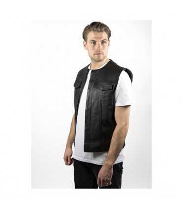 JOHN DOE MC OUTLAW LEATHER VEST BLACK