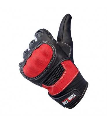 Gants Biltwell Bridgeport cuir noir rouge