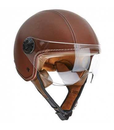 Casco jet BHR 801 pelle marrone