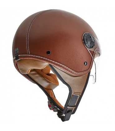 Casco jet BHR 801 pelle marrone