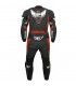 LEATHER SUIT BERIK LS black red fluo