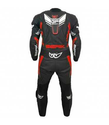 LEATHER SUIT BERIK LS black red fluo