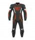 LEATHER SUIT BERIK LS black red fluo