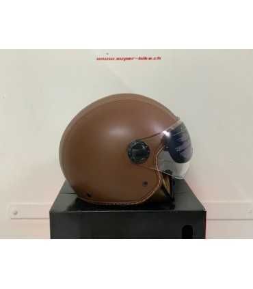 Casque jet BHR 801 cuir marron