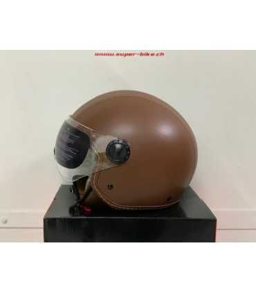 Casco jet BHR 801 pelle marrone