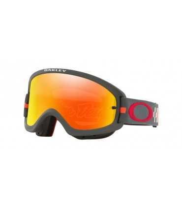 OAKLEY O Frame 2.0 Pro XS MX Goggle Troy Lee Design Checkerboard Red Fire Iridium Lens