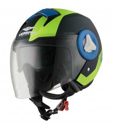 Casco jet Vemar Breeze Radar nero verde opaco