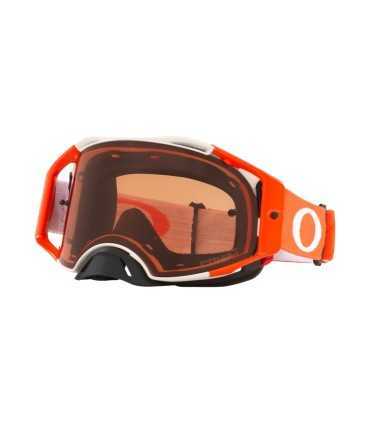 Oakley Airbrake MX Goggle Tuff Blocks White Orange Prizm MX Bronze Lens