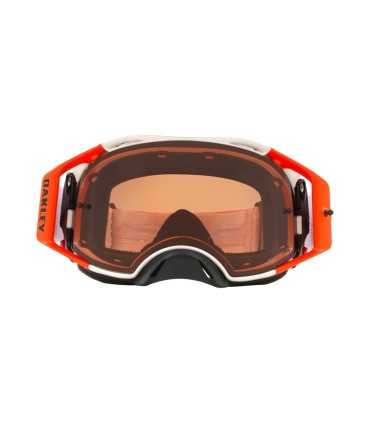 Oakley Airbrake MX Goggle Tuff Blocks White Orange Prizm MX Bronze Lens