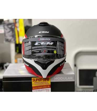 Casco modulare Cgm Dresda nero opaco rosso