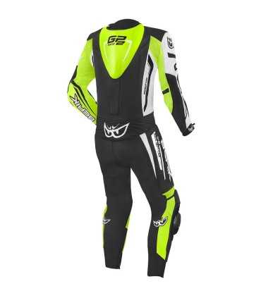 Berik Monza 2 black white yellow leather suit