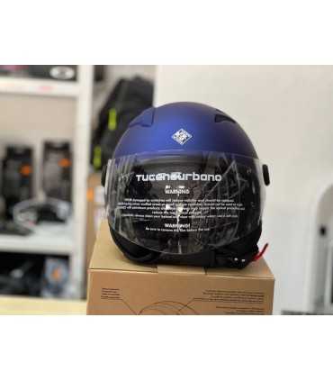 Casco moto jet Tucano Urbano El Top blu opaco