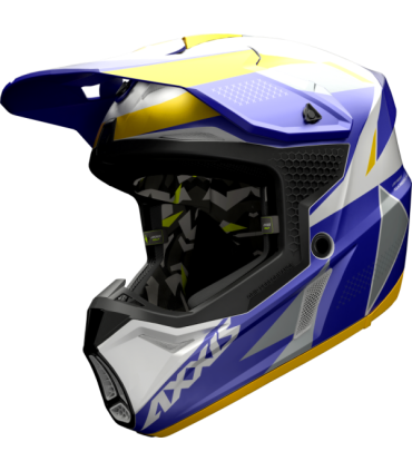 Casco cross Axxis Wolf Bandit C3 blu giallo opaco