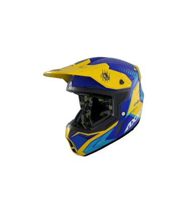 Casco cross Axxis Wolf Star Track C17 blu giallo opaco