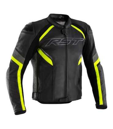 Giacca pelle moto RST Sabre airbag nera gialla