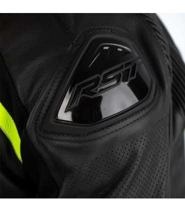 Veste moto en cuir RST Sabre airbag noir jaune