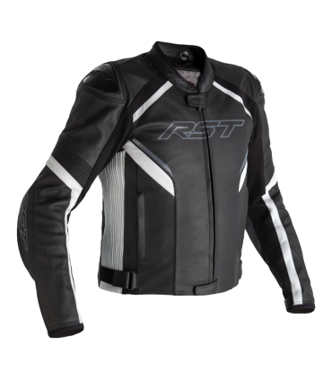 Motorrad lederjacke RST Sabre airbag schwarz weiss