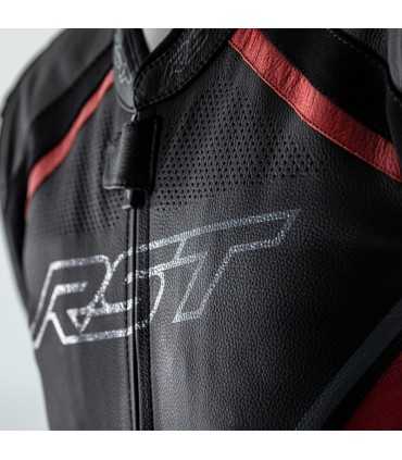 Veste moto en cuir RST Sabre airbag noir red