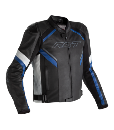 Giacca pelle moto RST Sabre airbag nera blu