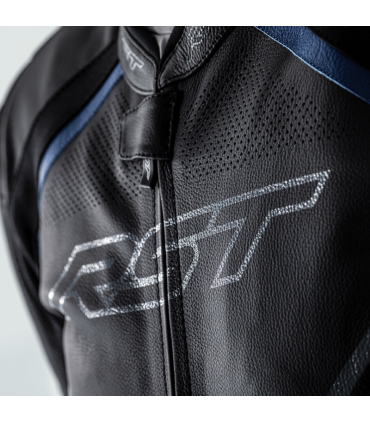 RST Sabre airbag leather jacket black blue