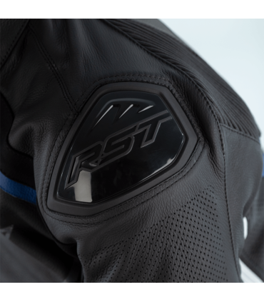 RST Sabre airbag leather jacket black blue