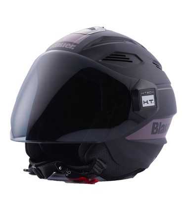 Blauer Brat Jet Helm schwarz grau matt