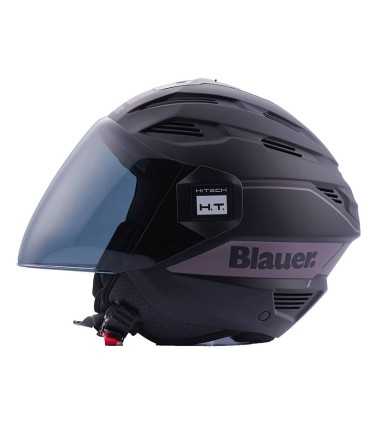 Casco jet Blauer Brat nero opaco titanio