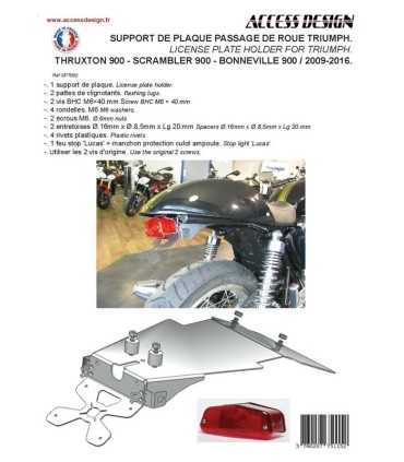 Support de plaque Access design Triumph Bonneville 900 T100 (2017-21)