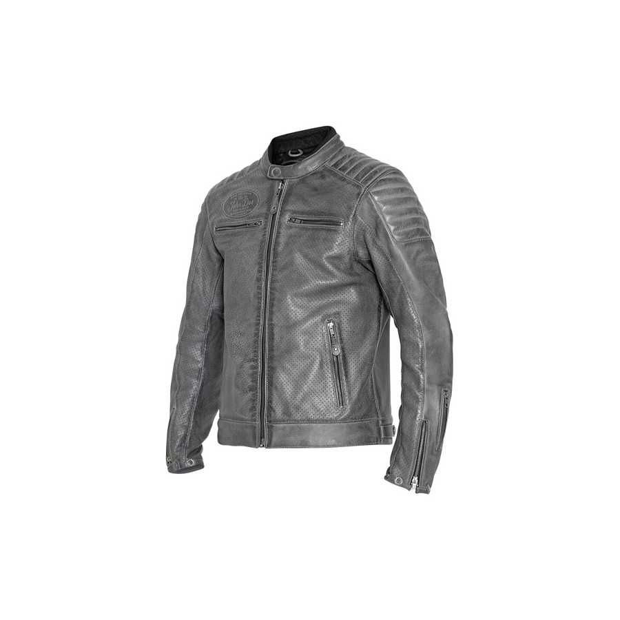 John Doe Storm Giacca da moto in pelle da uomo (grigio scuro)