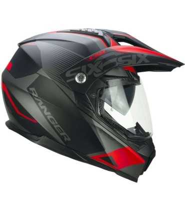 Casco Crosstourer CGM 666A Twin Ranger nero opaco rosso