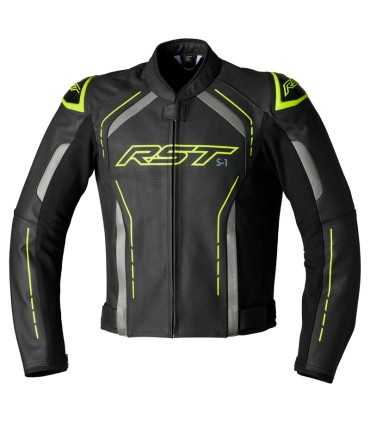 Veste moto en cuir RST S1 jaune