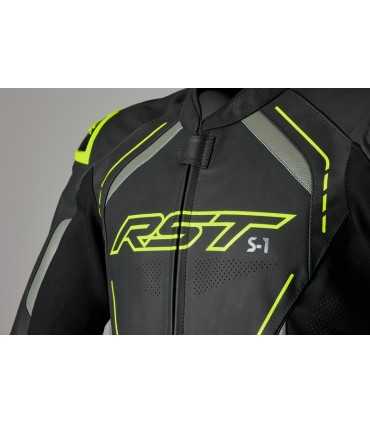 Veste moto en cuir RST S1 jaune